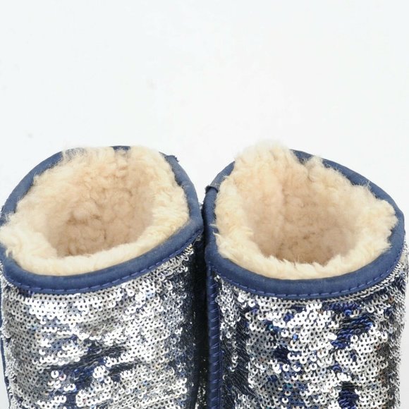 UGG Australia Classic Short Blue Sparkle Sequin Sherpa Boots Womens 7 1002765 - Picture 8 of 12
